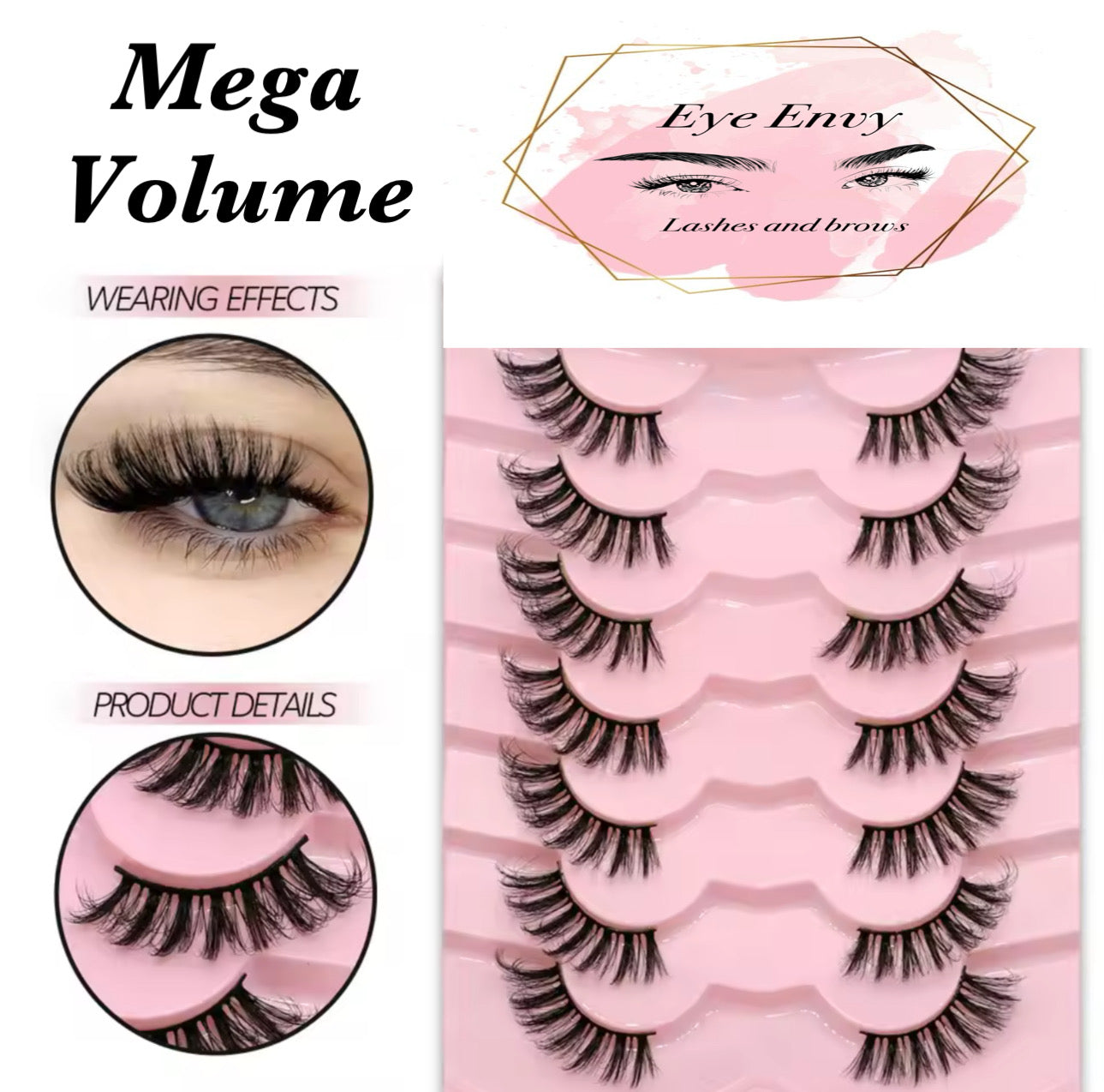 Strip Lashes - 7 pairs + spooley and lash glue
