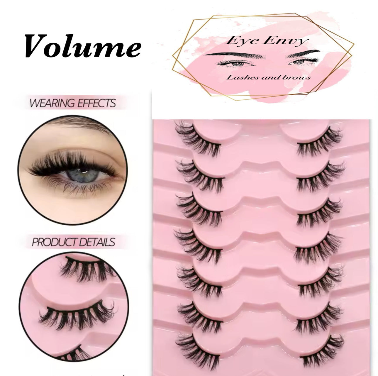 Strip Lashes - 7 pairs + spooley and lash glue