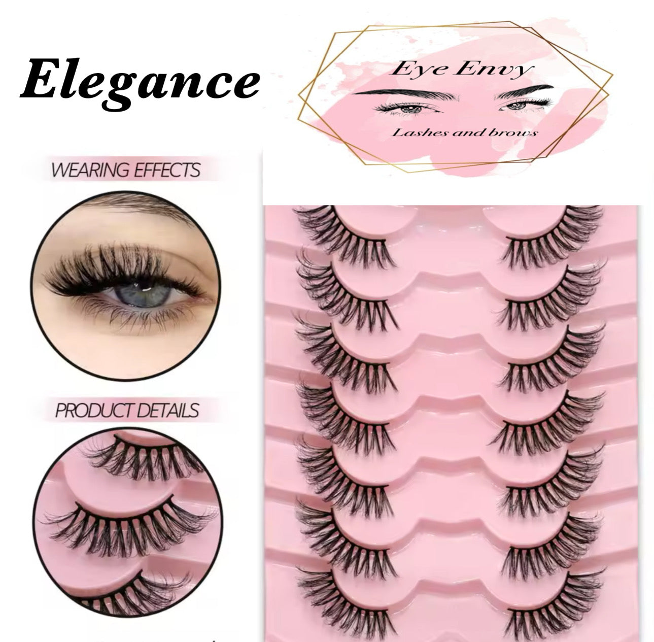 Strip Lashes - 7 pairs + spooley and lash glue