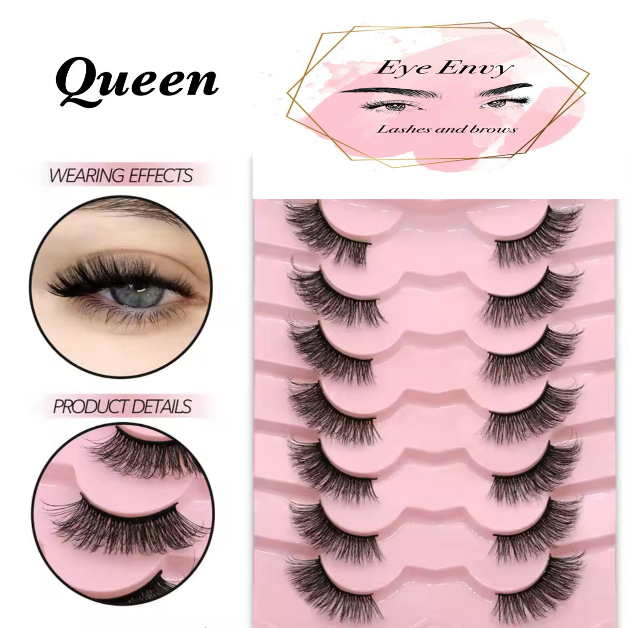 Strip Lashes - 7 pairs + spooley and lash glue
