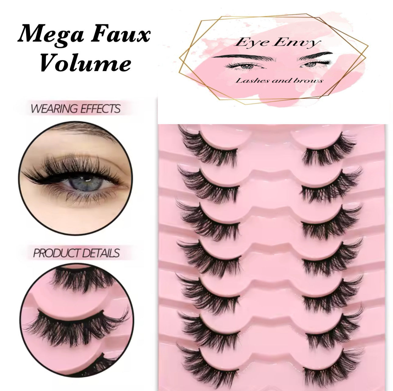 Strip Lashes - 7 pairs + spooley and lash glue